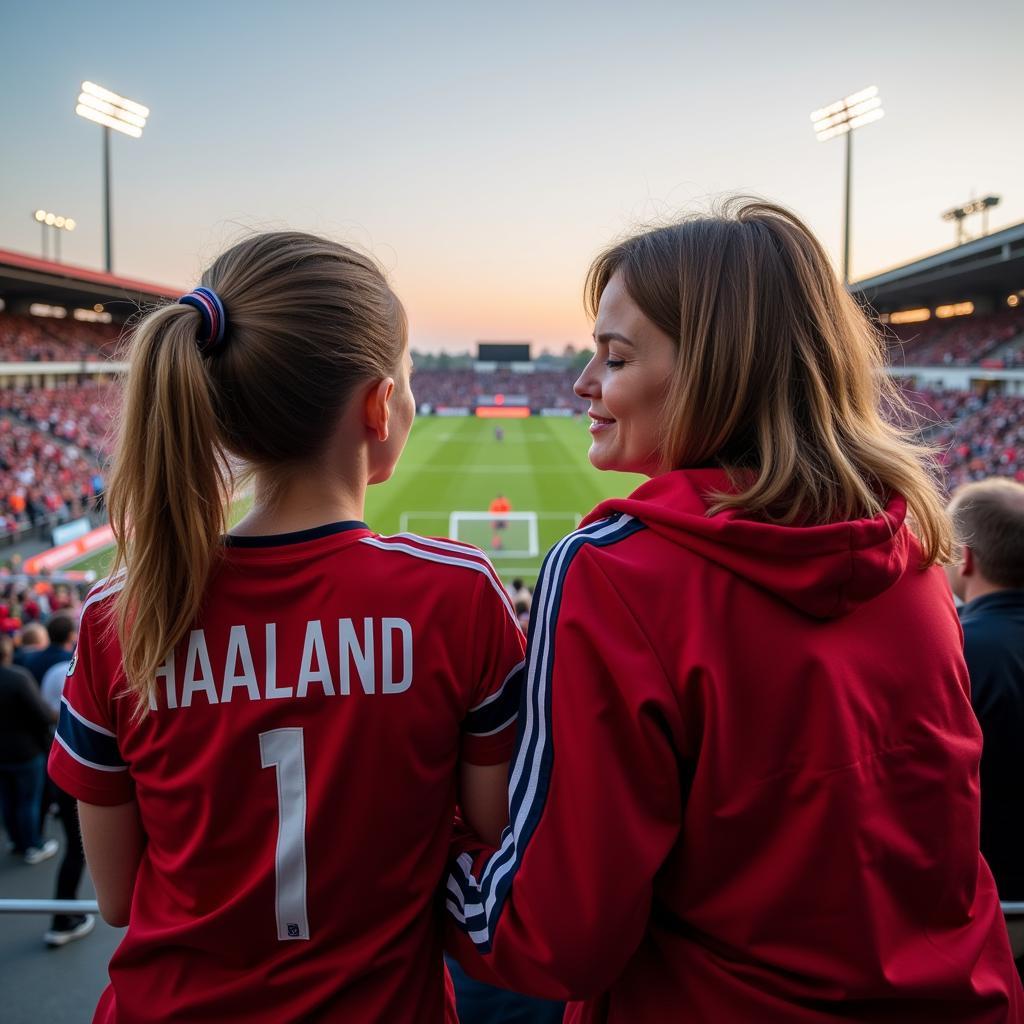 Gry Marita Braut supporting Erling Haaland during a match