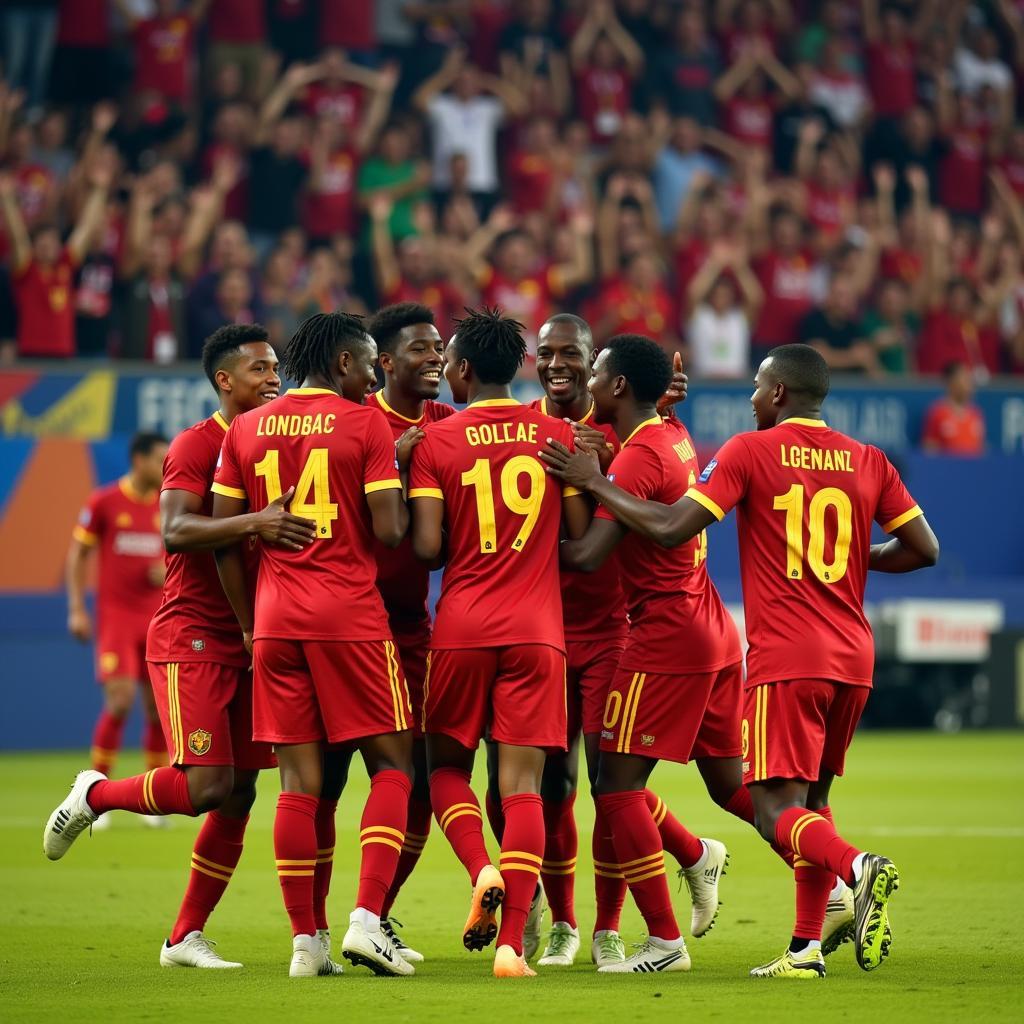 Guadeloupe National Team Celebrates a Victory