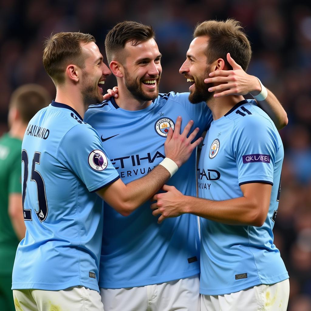 Erling Haaland with Manchester City Teammates