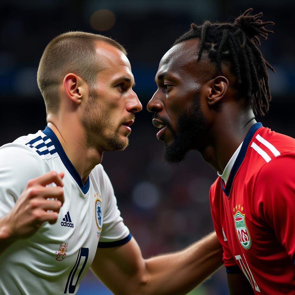 Haaland and Alaba face each other during a match