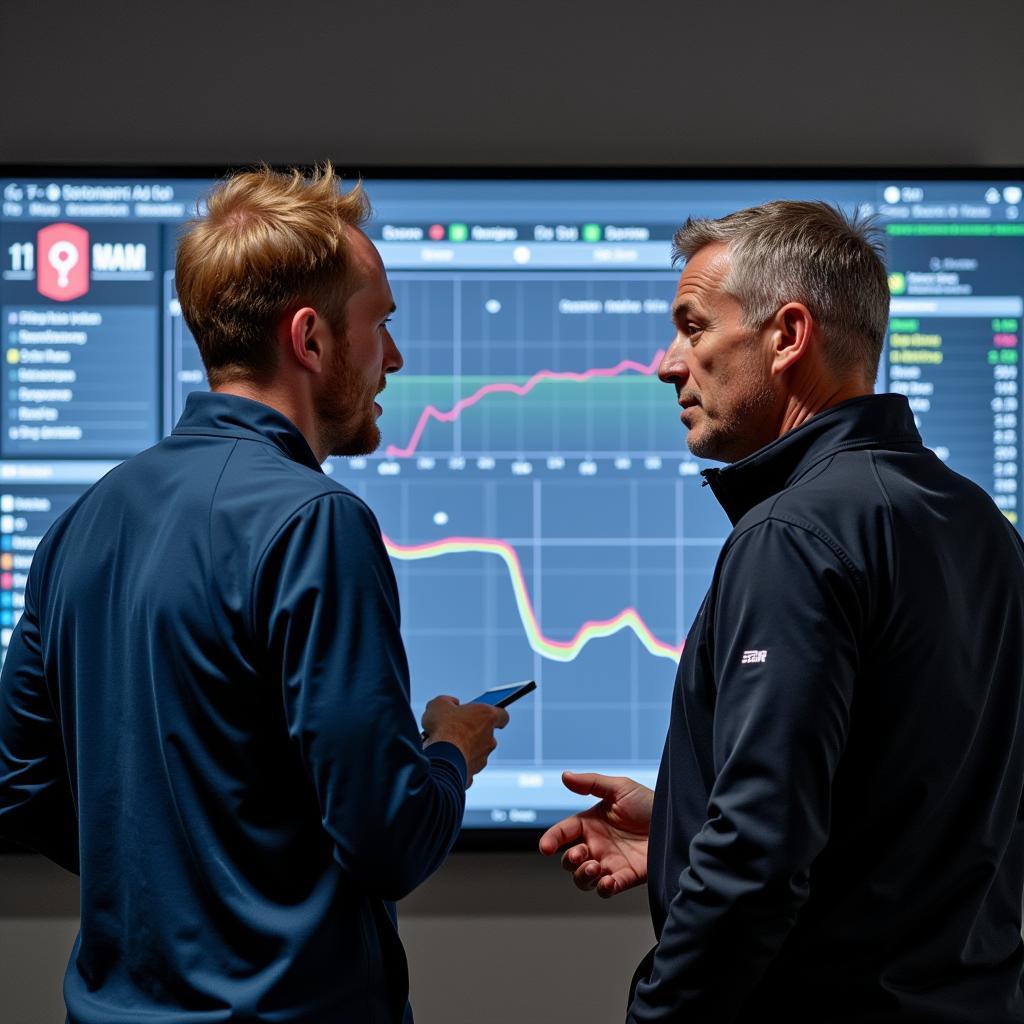 Erling Haaland analyzing performance data with his coach