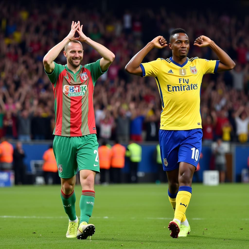 Haaland and Mbappe Celebrating Goals