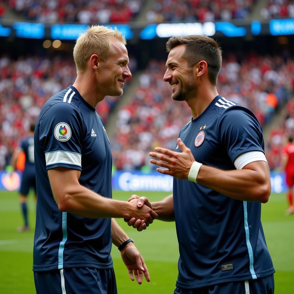 Haaland and Neuer Shaking Hands