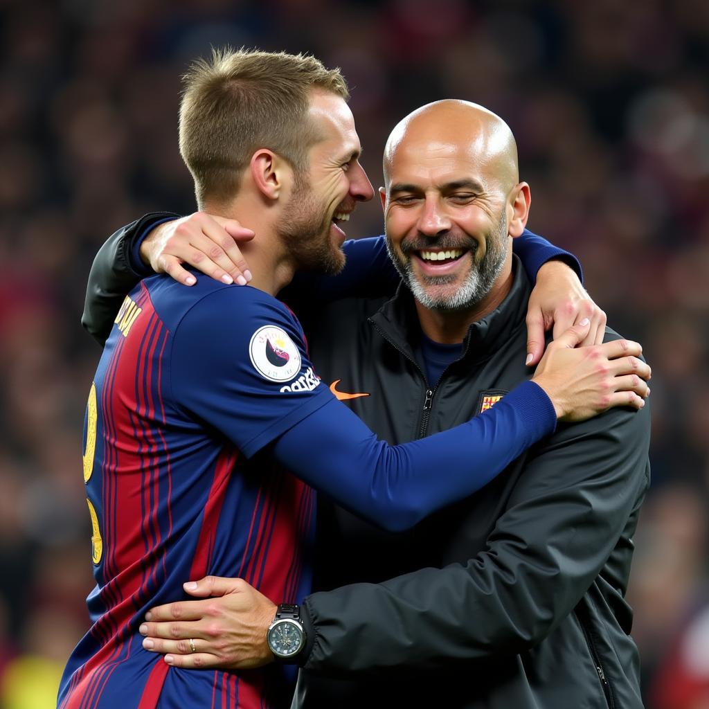 Erling Haaland and Pep Guardiola Celebrating a Goal