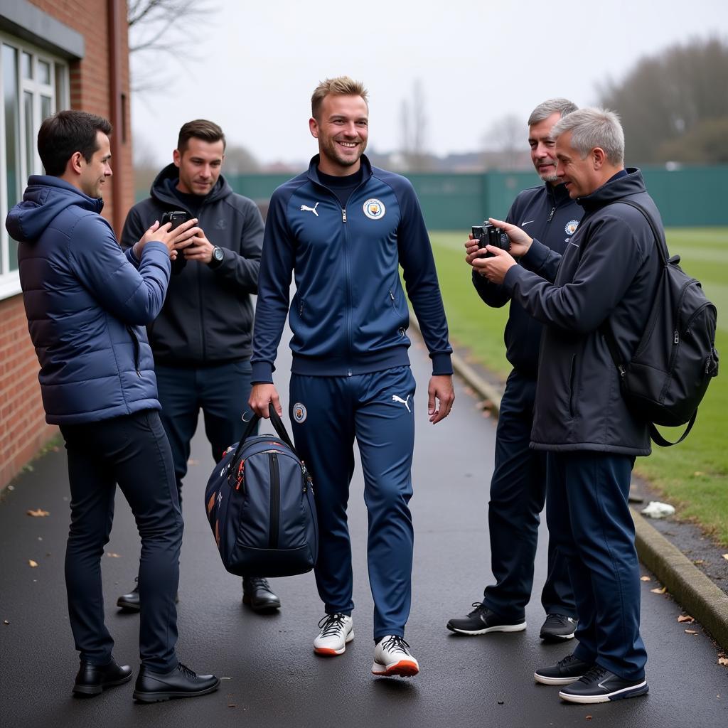 Erling Haaland Arriving at Manchester City's Training Ground