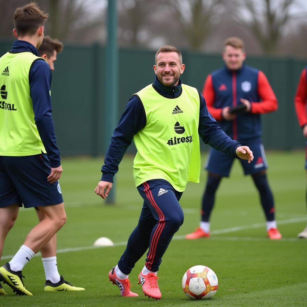 Haaland training with Ashton United players