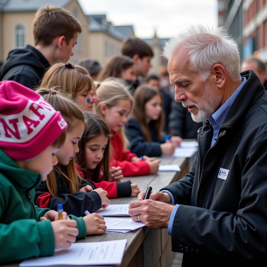 Haaland interacts with young fans