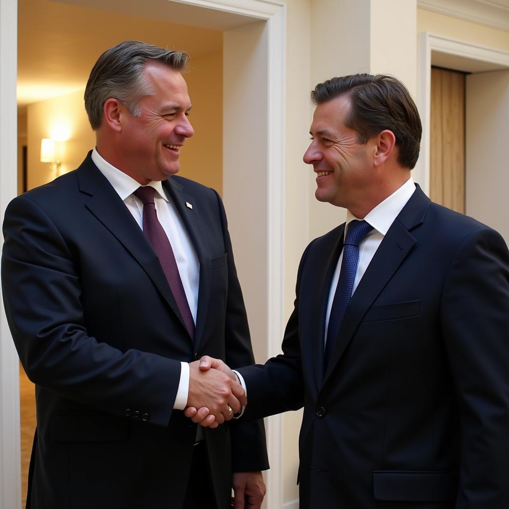 Erling Haaland shaking hands with Joan Laporta