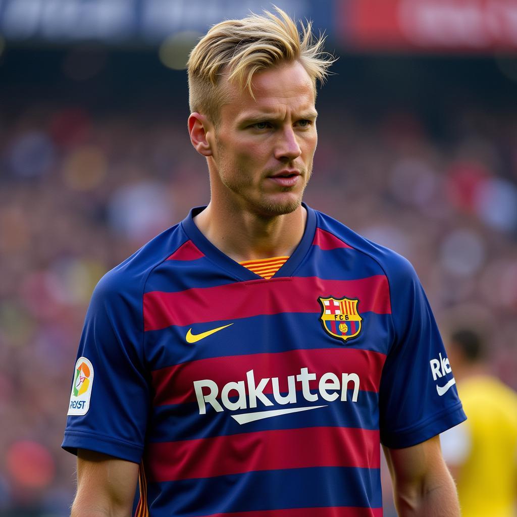 Haaland wearing a Barcelona jersey