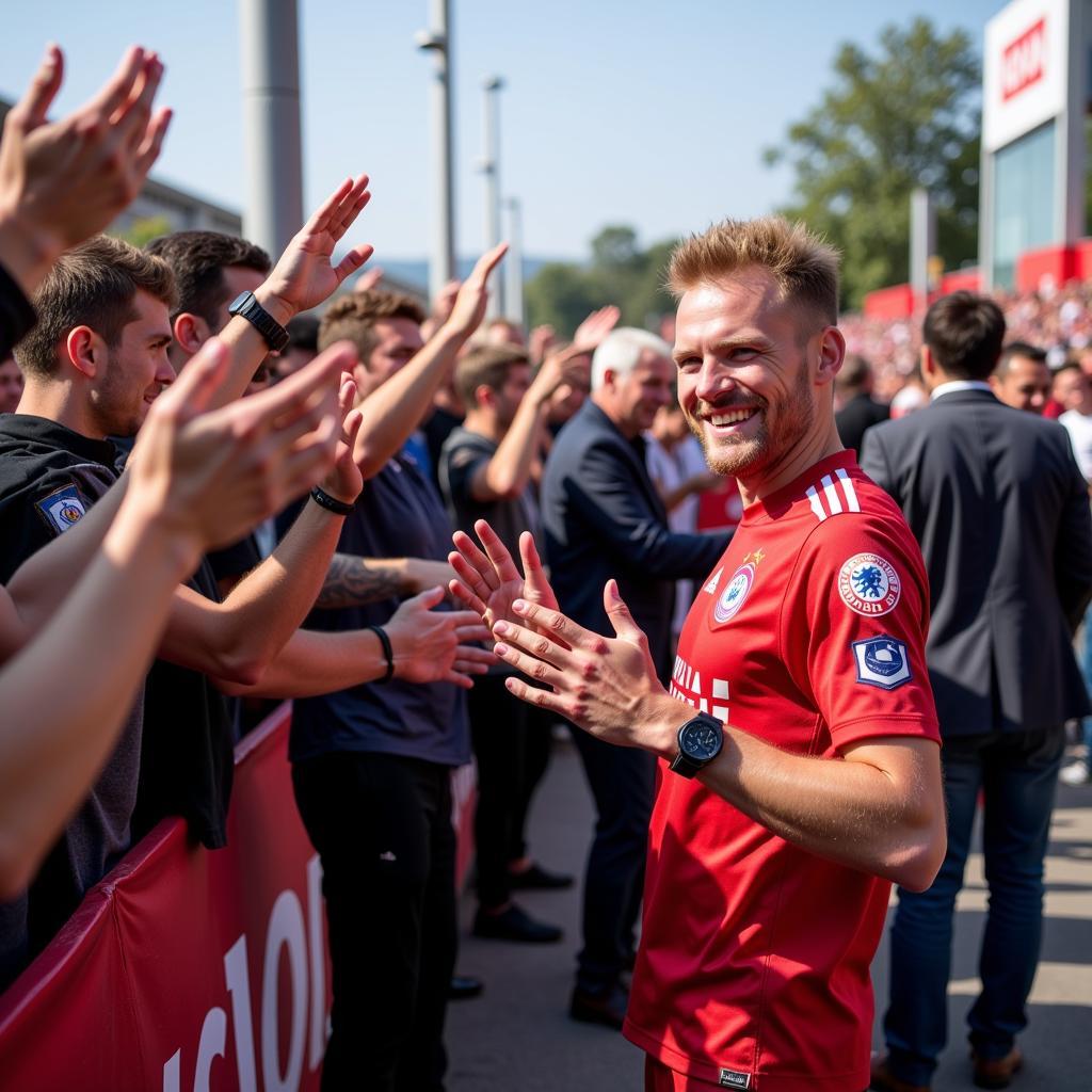 Haaland greeting Bayern Munich fans