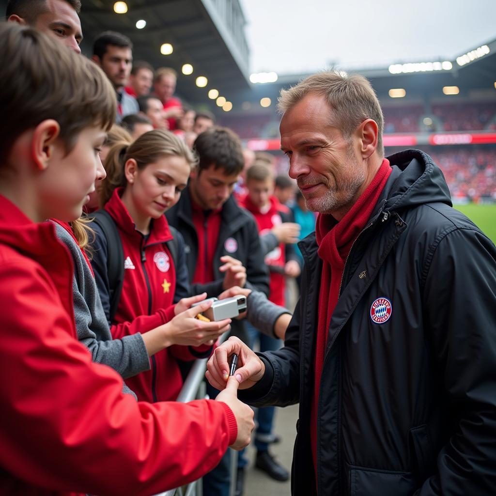 Haaland interacting with Bayern Munich fans