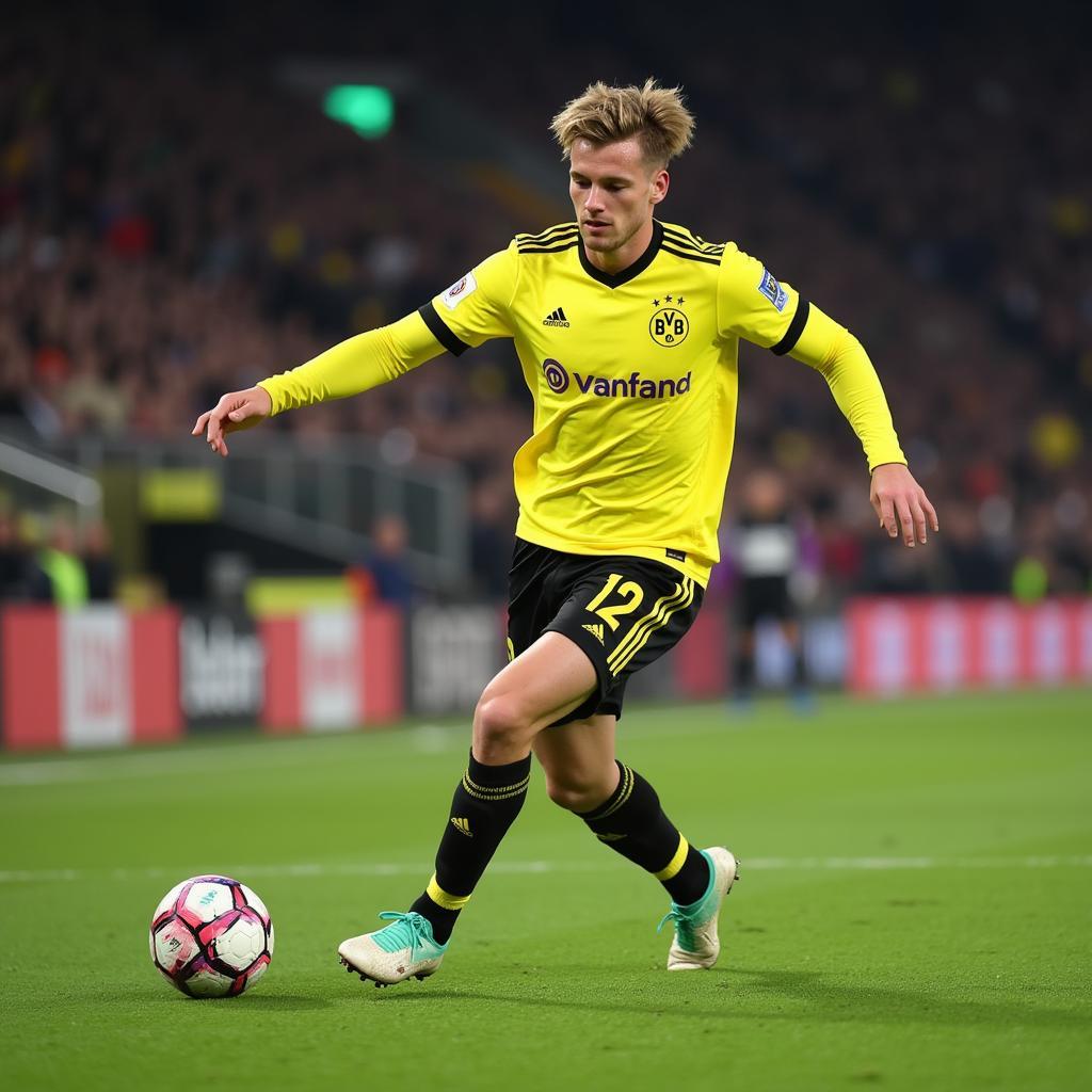 Erling Haaland playing for Borussia Dortmund in 2021