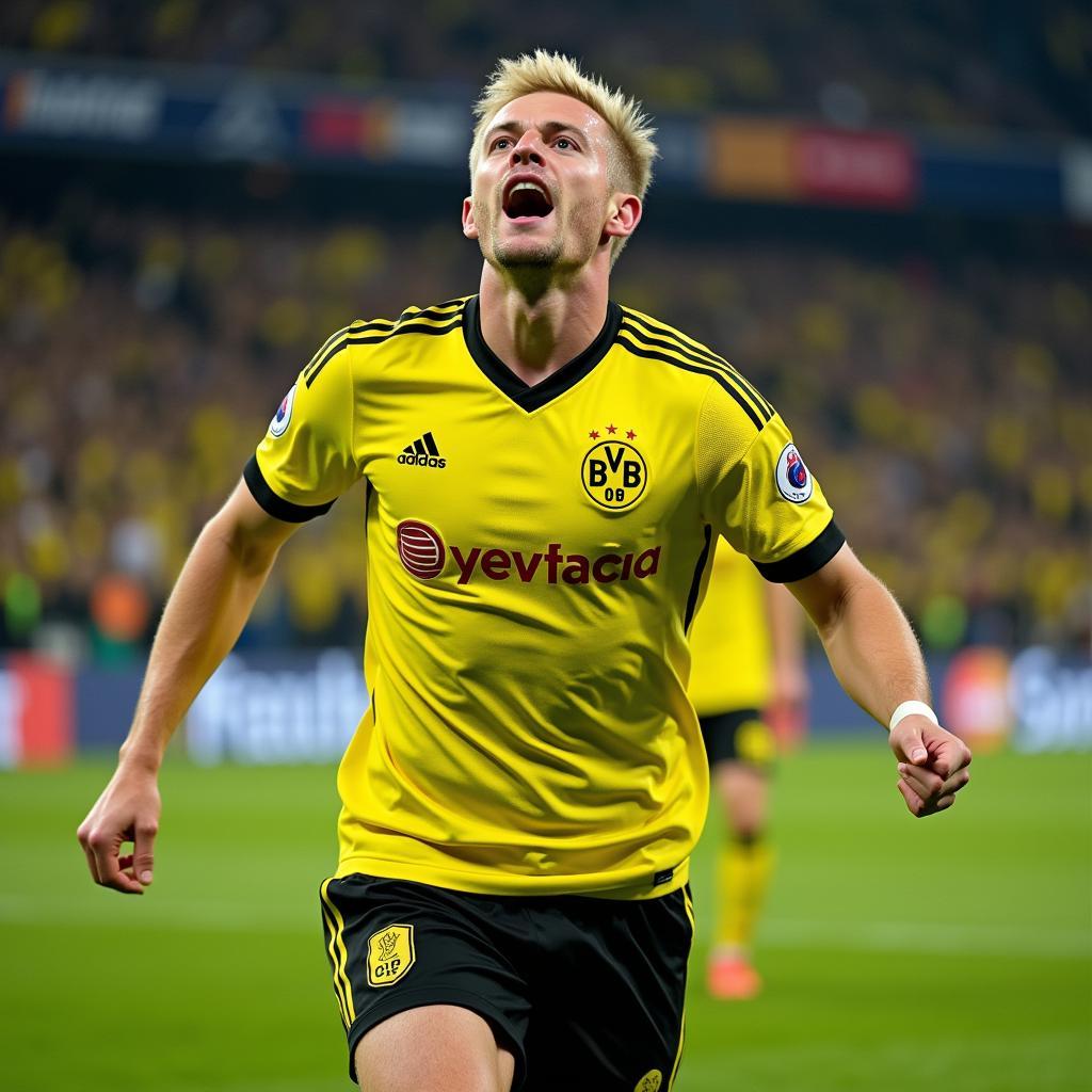 Haaland celebrates a goal for Borussia Dortmund