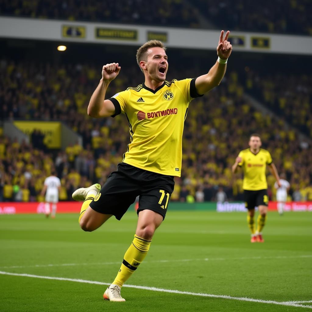 Erling Haaland celebrating a goal for Borussia Dortmund