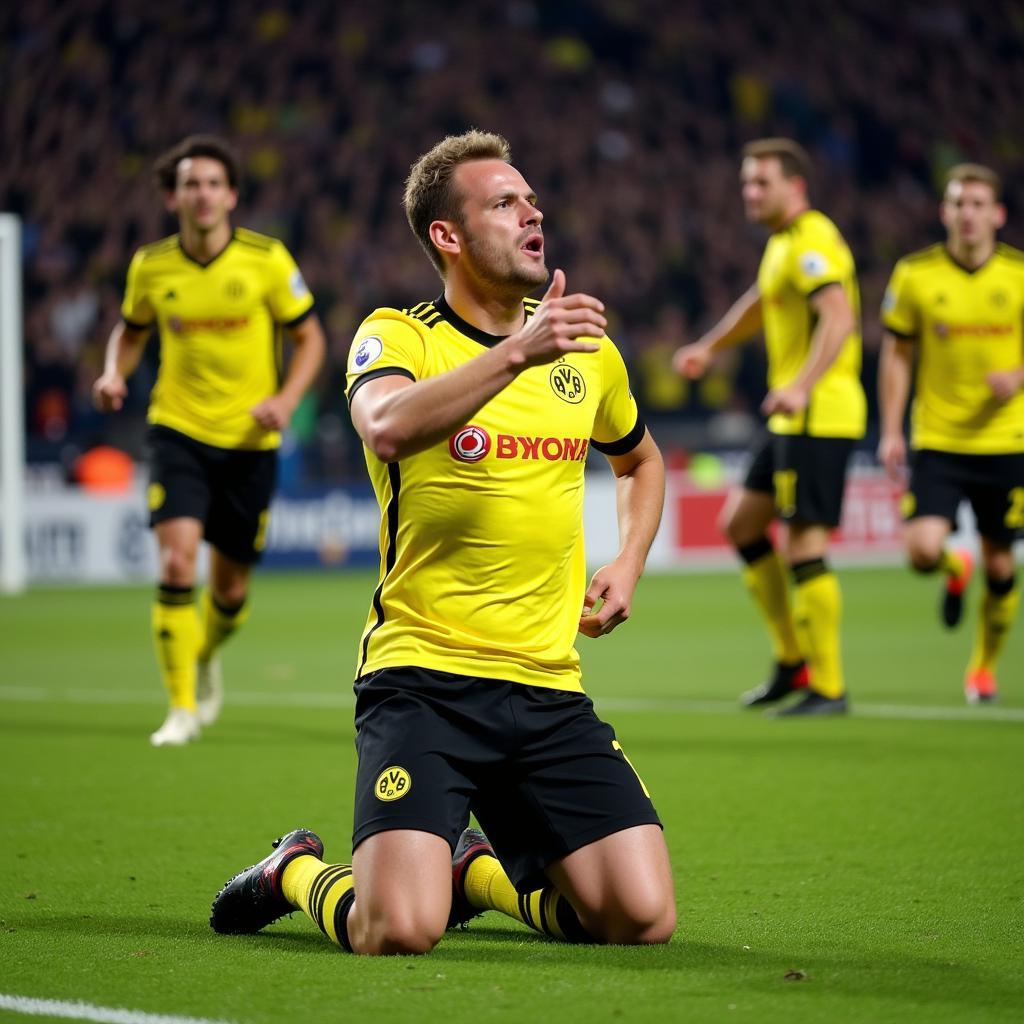 Erling Haaland celebrating a goal for Borussia Dortmund