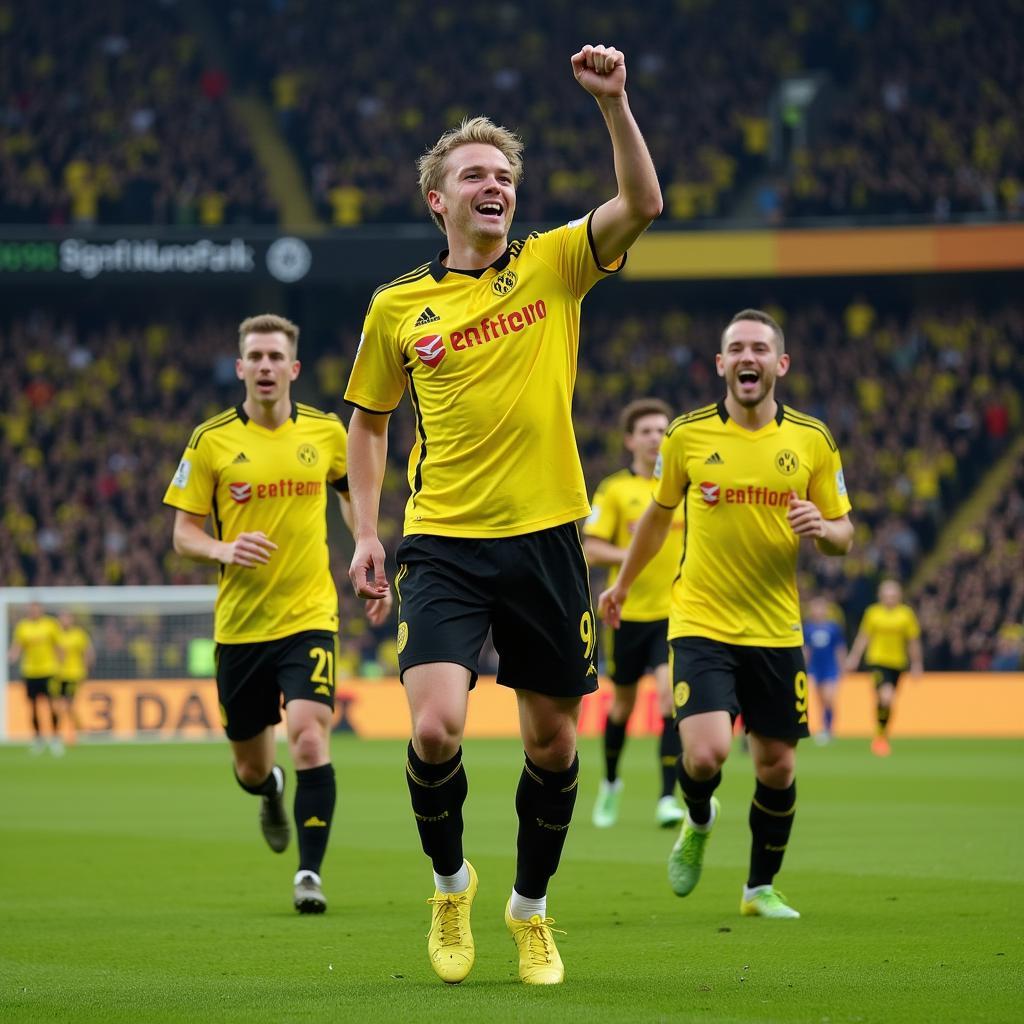 Erling Haaland Celebrating a Goal for Borussia Dortmund