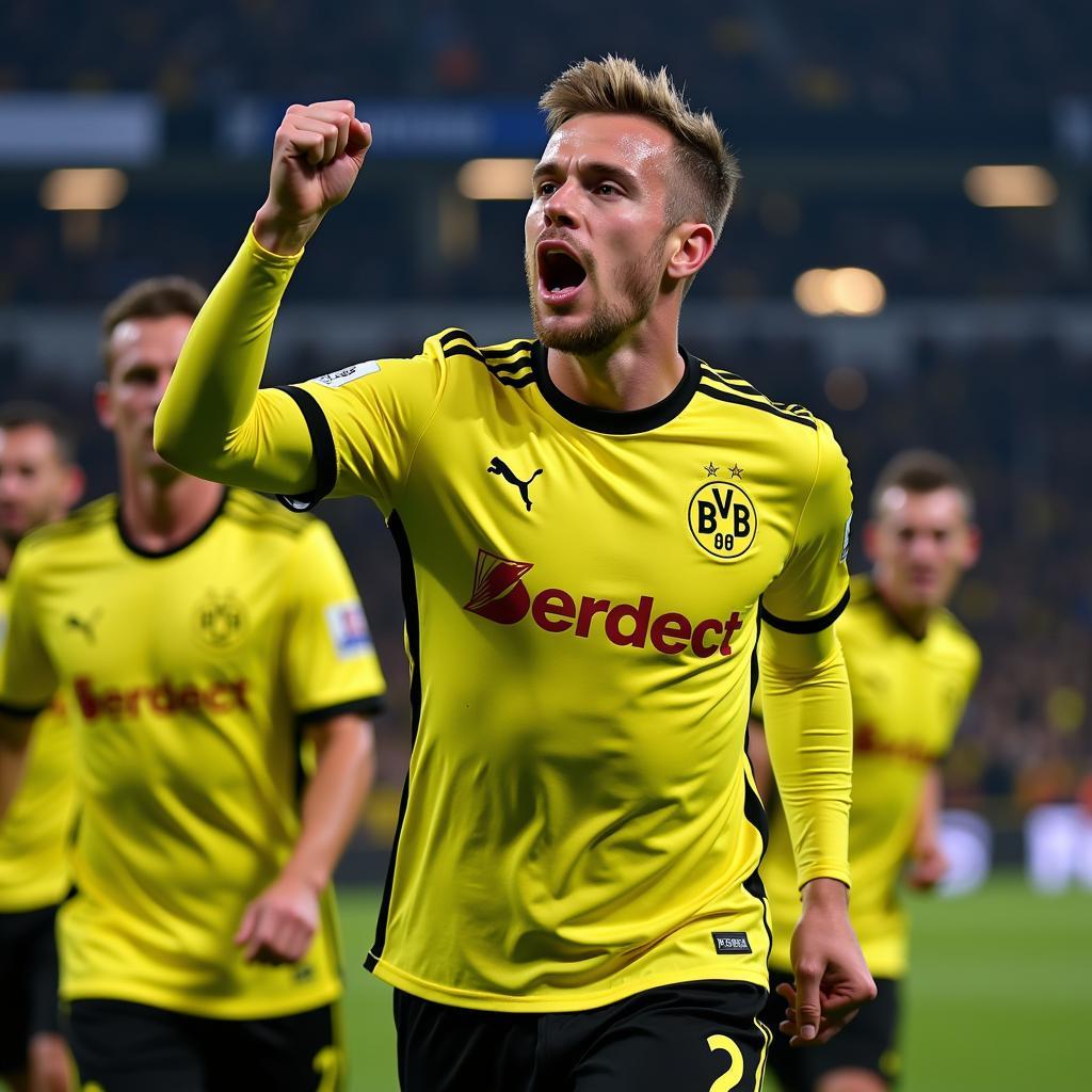 Haaland celebrating a goal for Borussia Dortmund