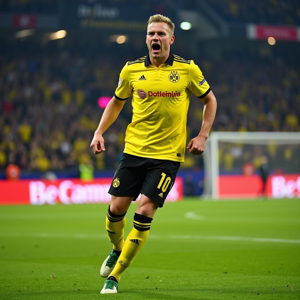 Erling Haaland scoring for Borussia Dortmund