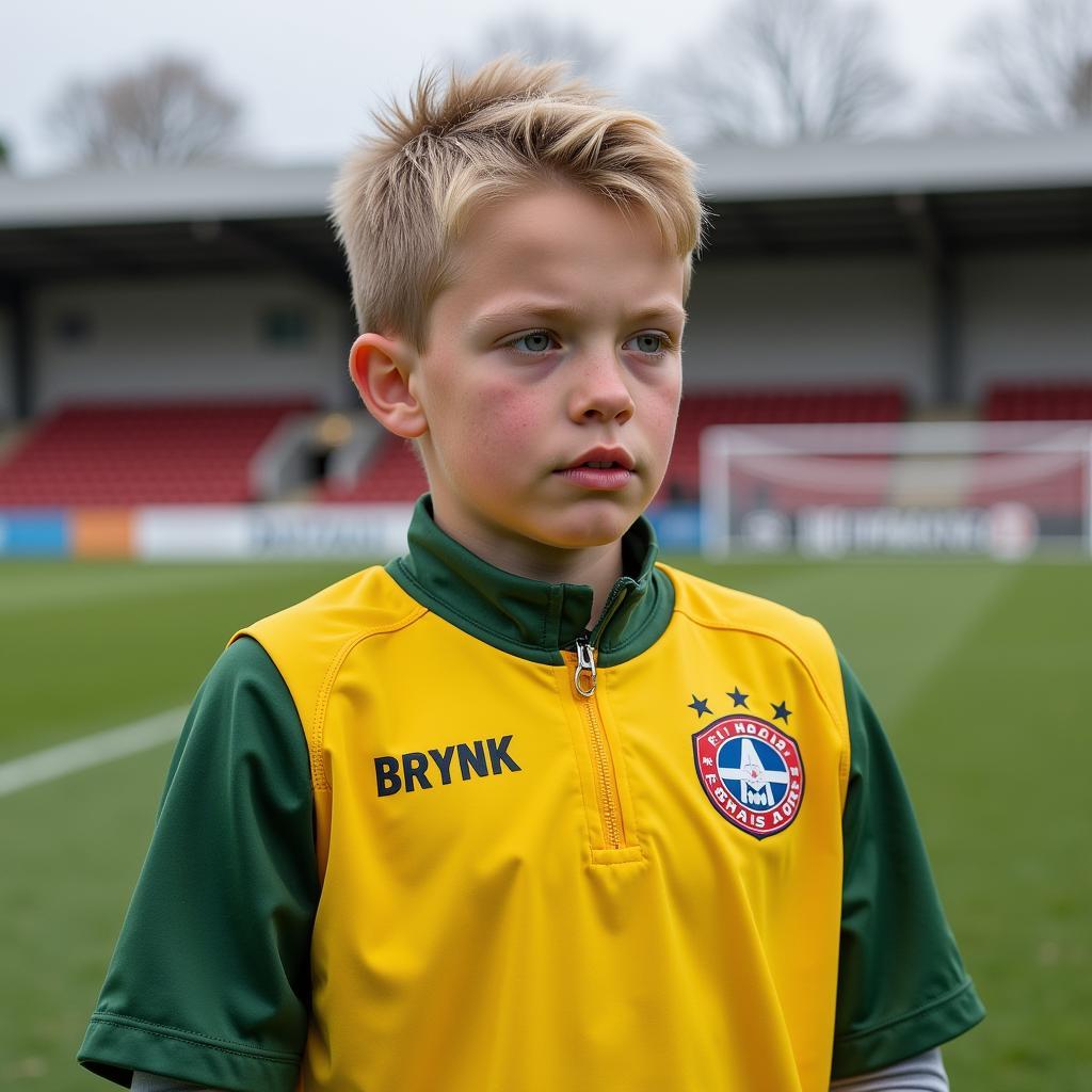 Erling Haaland in his Bryne FK youth kit