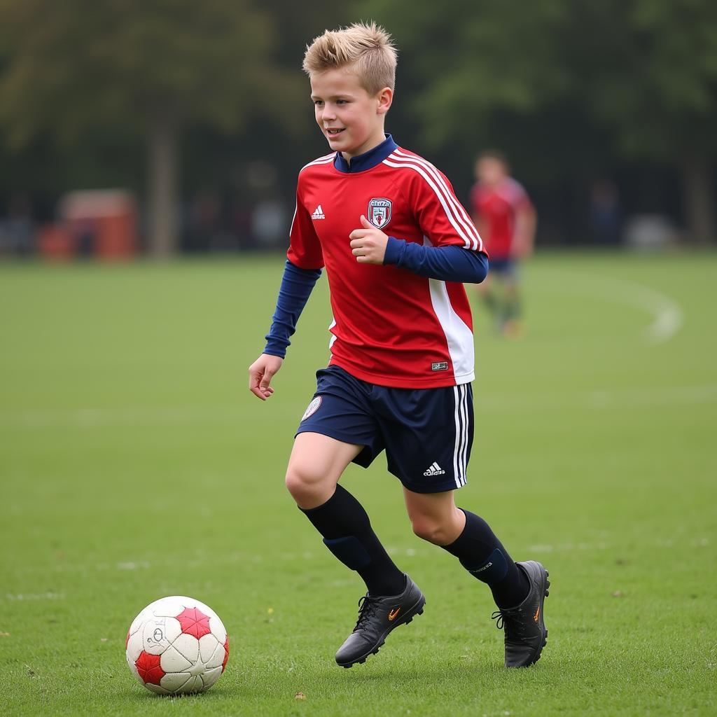 Erling Haaland playing for Bryne FK youth team