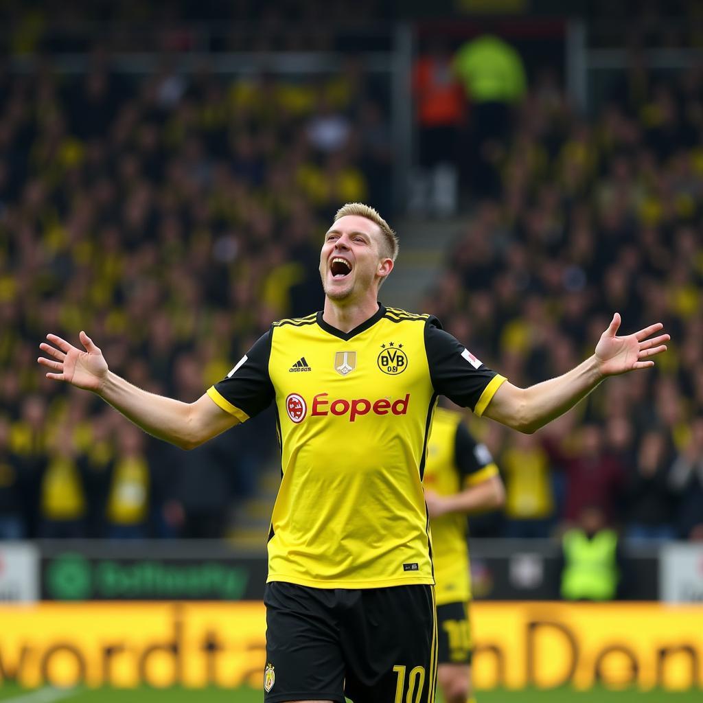 Erling Haaland celebrating a goal in the Bundesliga