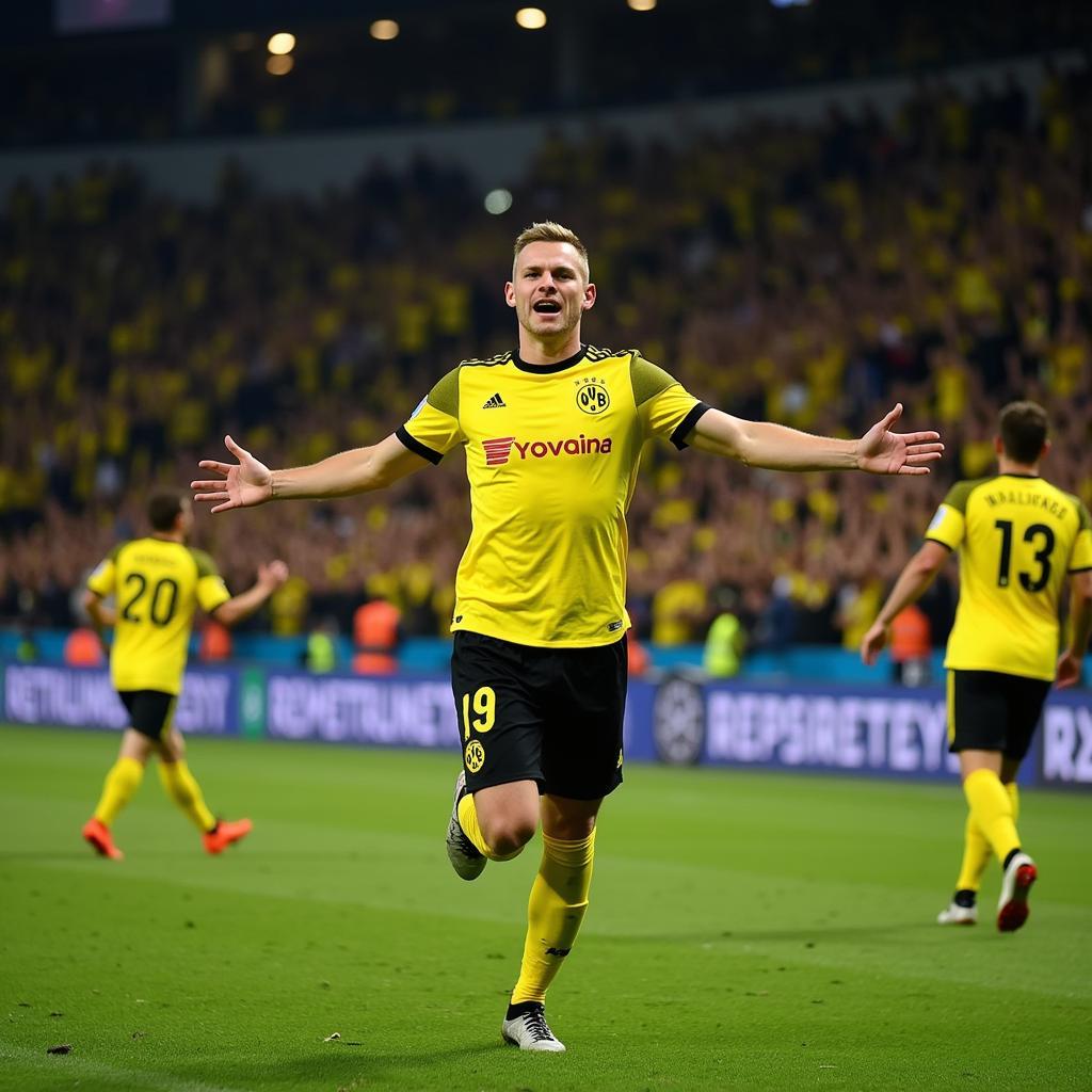 Haaland Celebrates After Scoring Against PSG