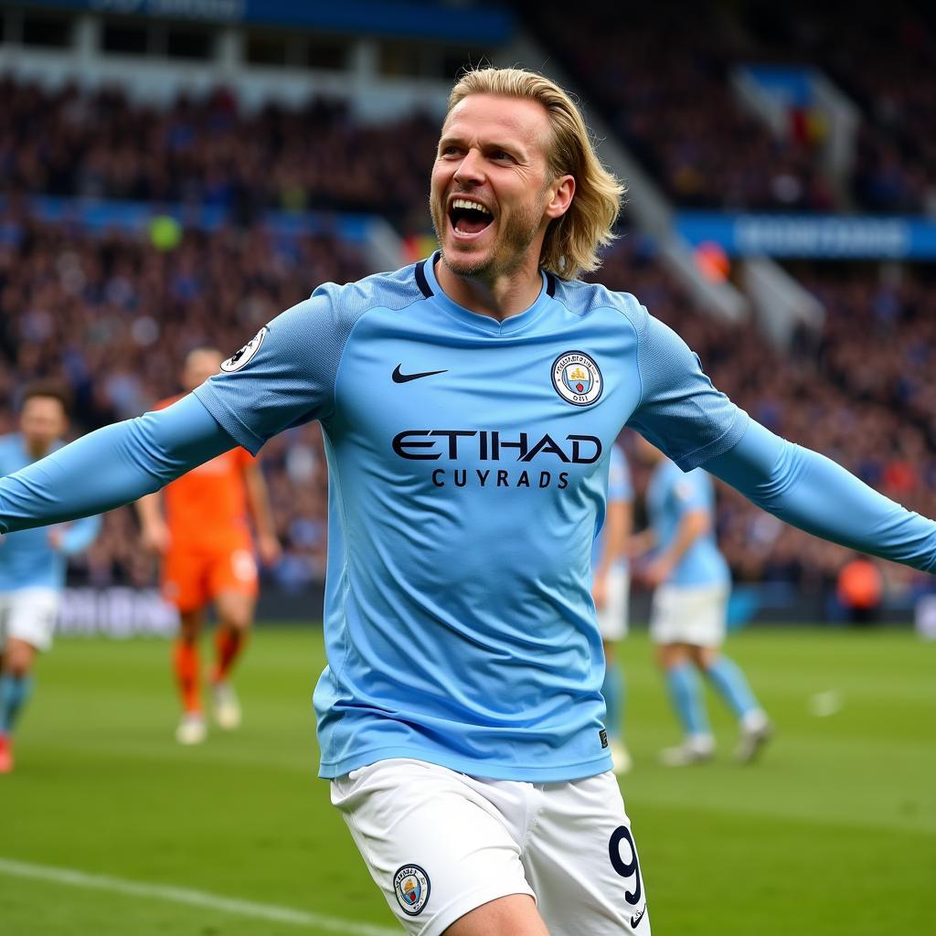 Haaland celebrates a hat-trick for Manchester City