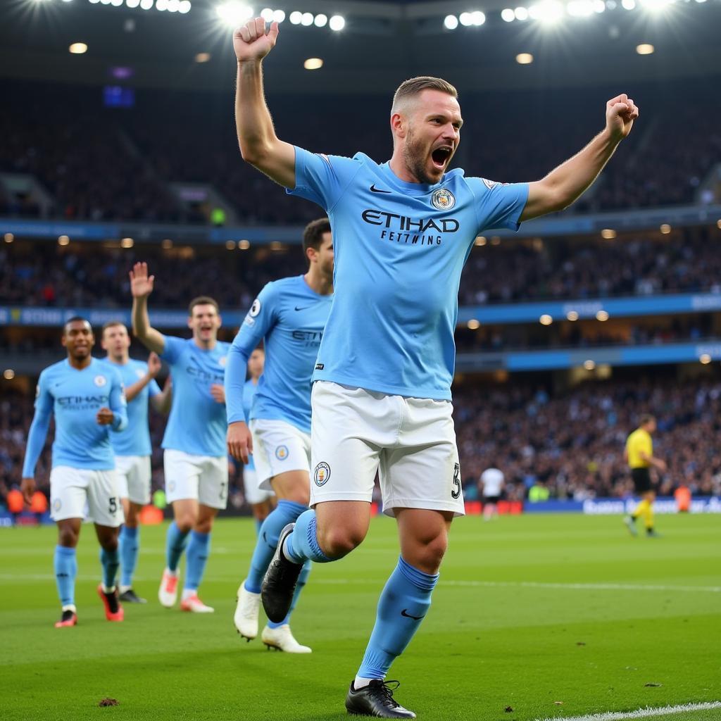 Haaland celebrates scoring for Man City