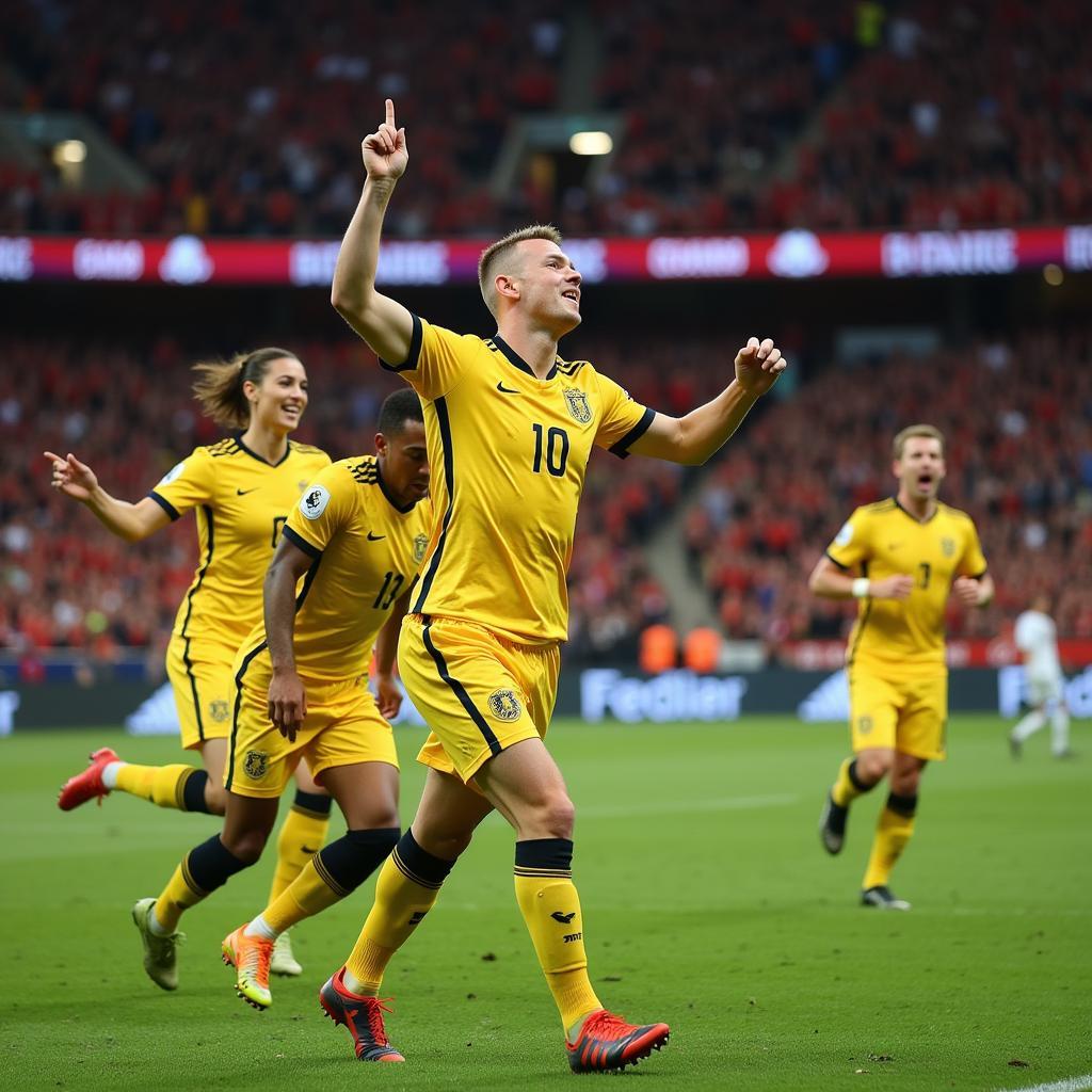 Haaland celebrating a goal after cutting in from the wing