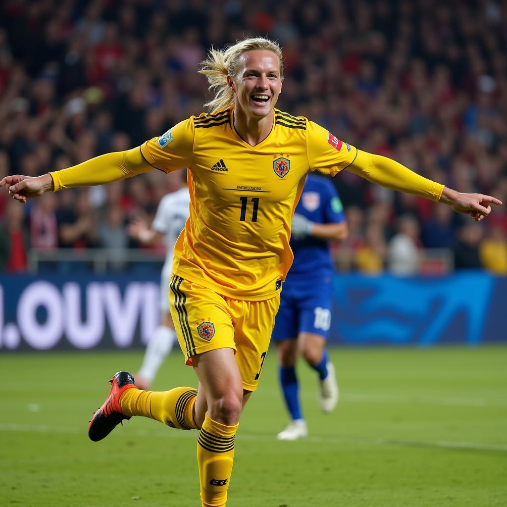 Erling Haaland celebrating a goal