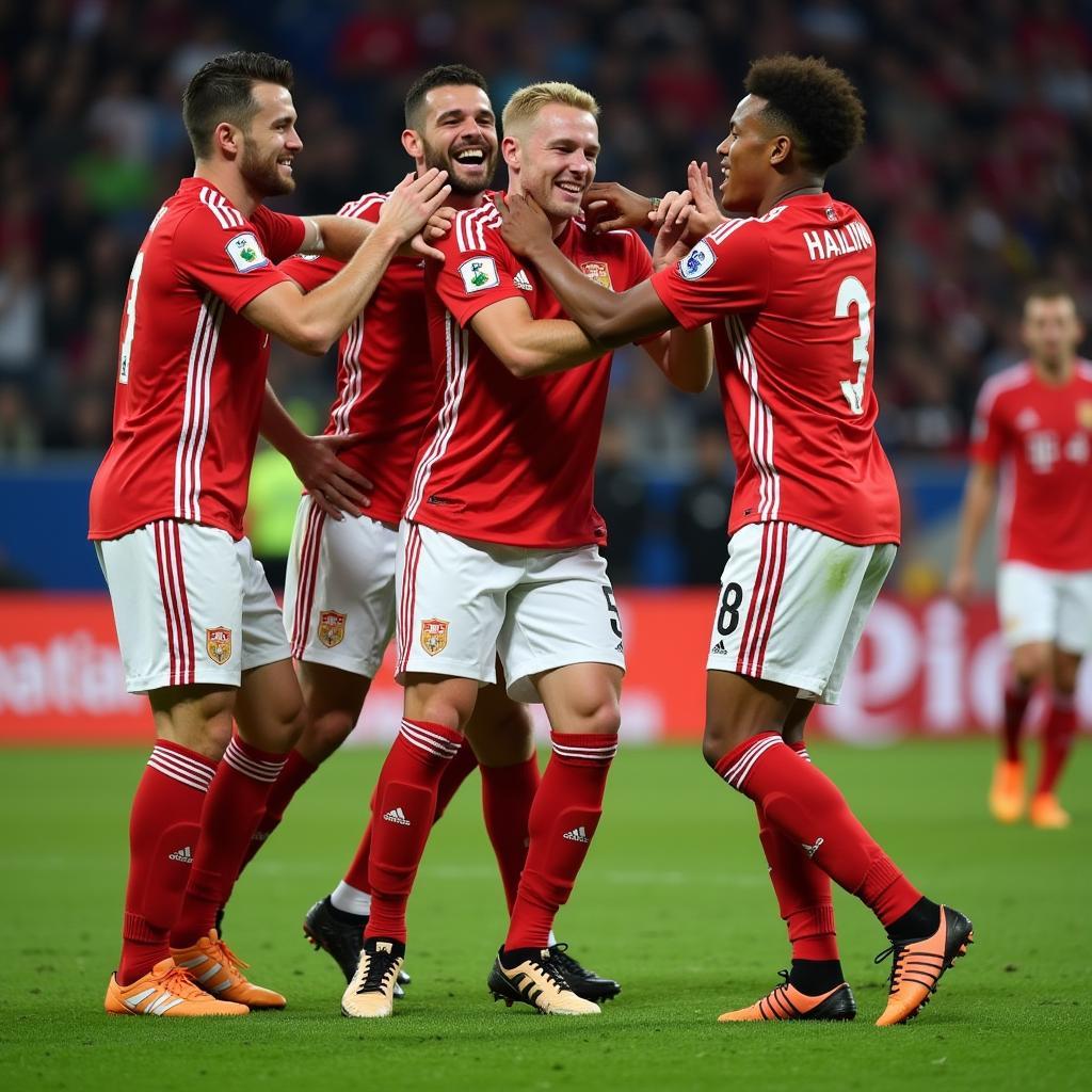 Haaland celebrating a goal against Sevilla