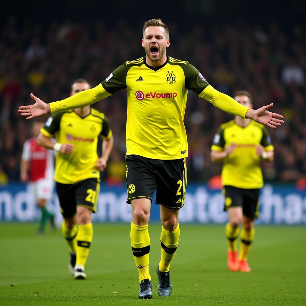 Haaland Celebrating a Goal at Dortmund