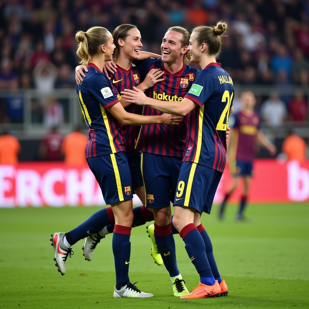 Haaland celebrating a team goal after providing the assist