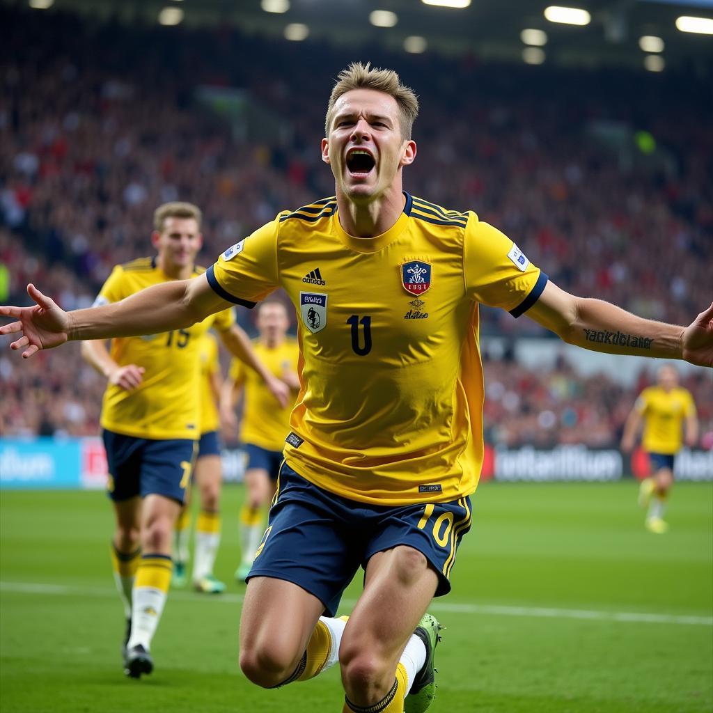 Erling Haaland celebrating a goal during the 22/23 season