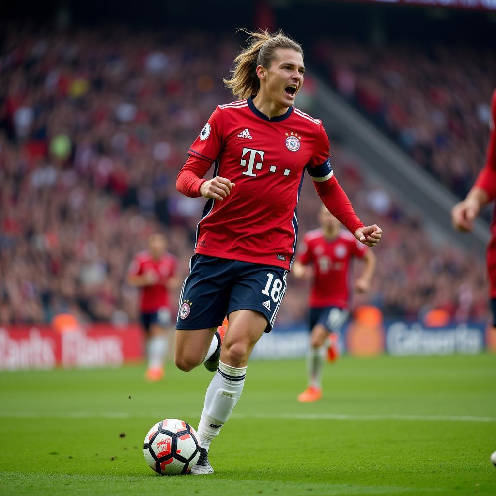 Haaland Celebrating a Goal after a Fast Sprint