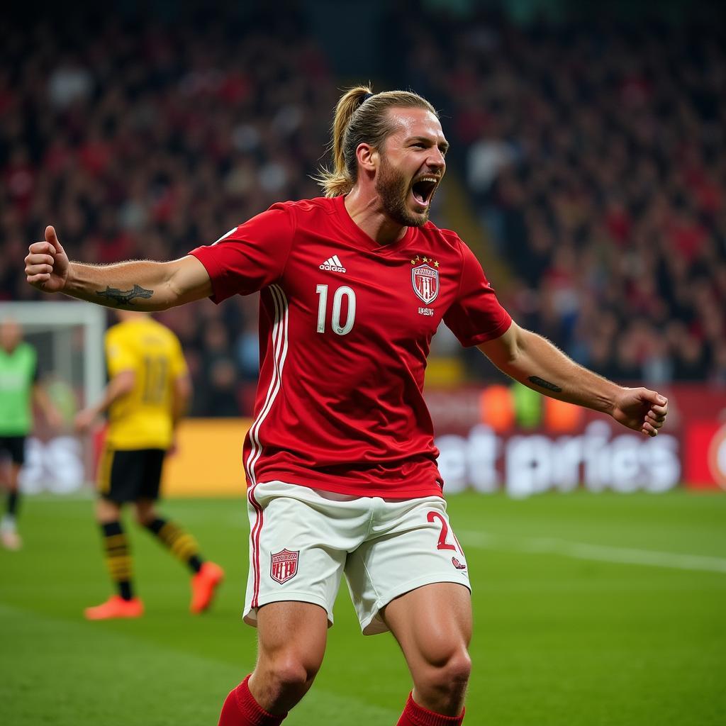 Erling Haaland celebrating a crucial goal