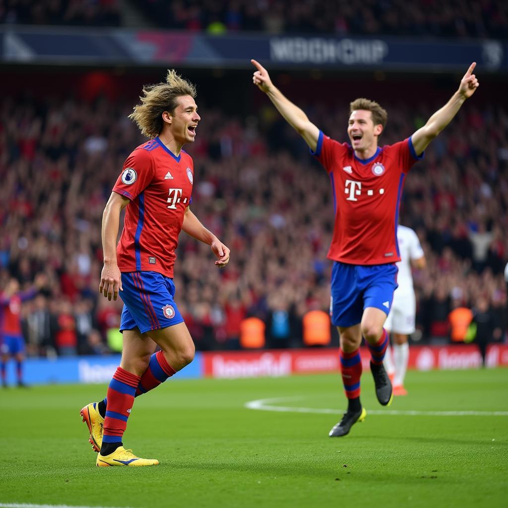 Haaland celebrating a goal scored with his left foot