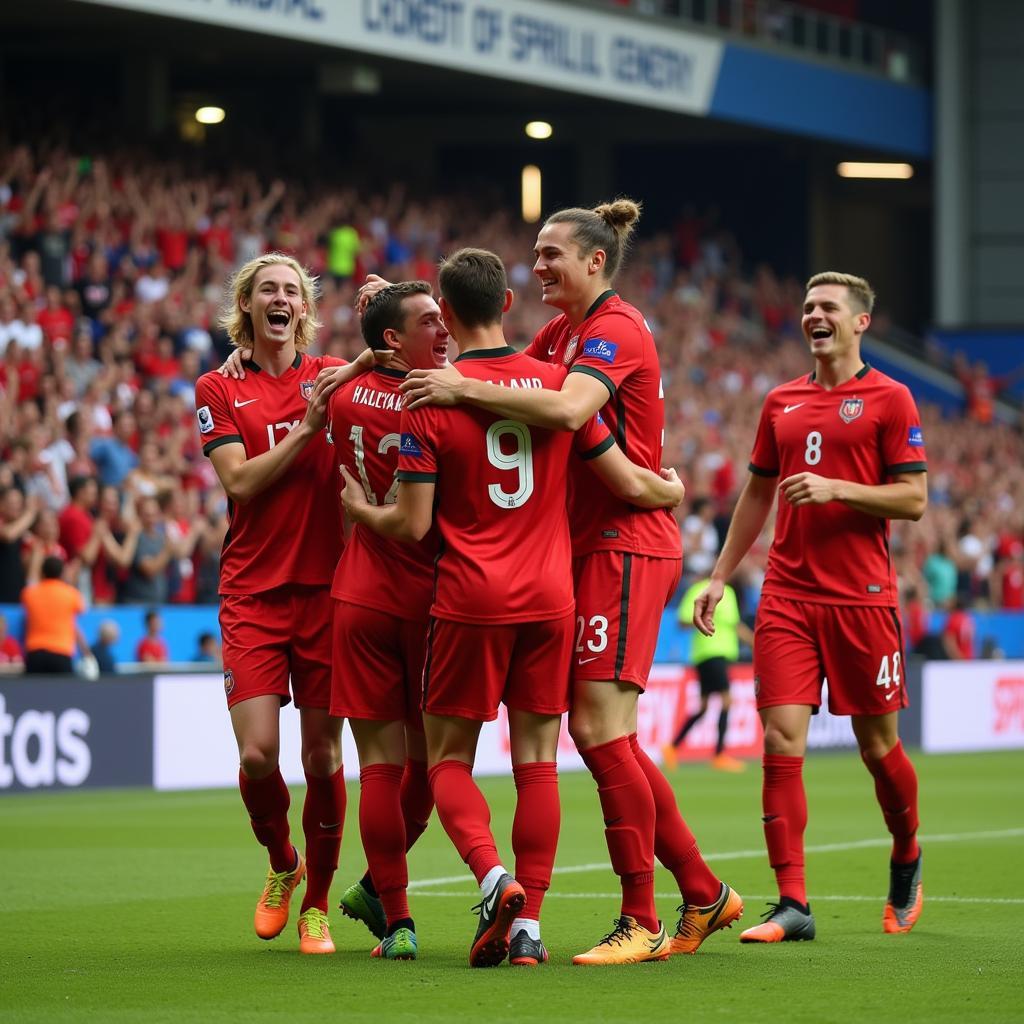 Haaland celebrates a crucial goal