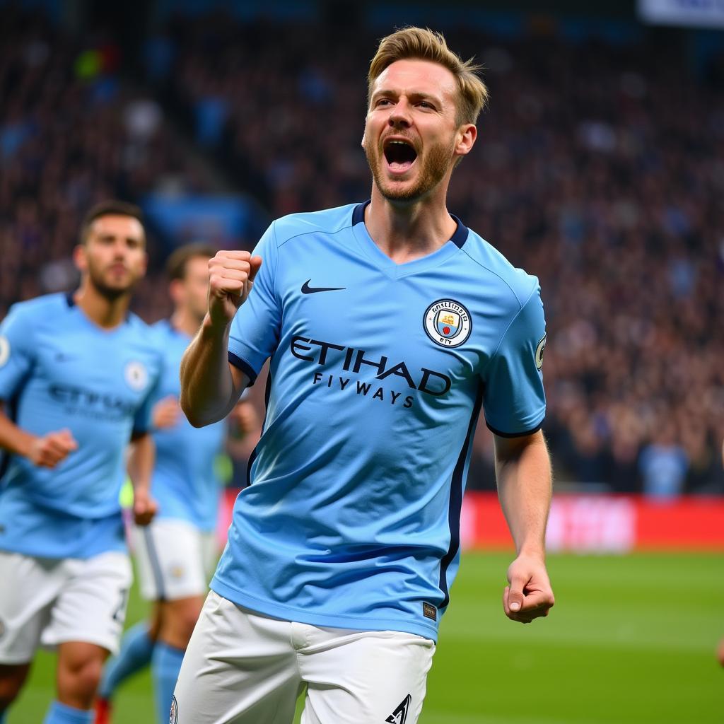 Erling Haaland celebrating a goal for Manchester City