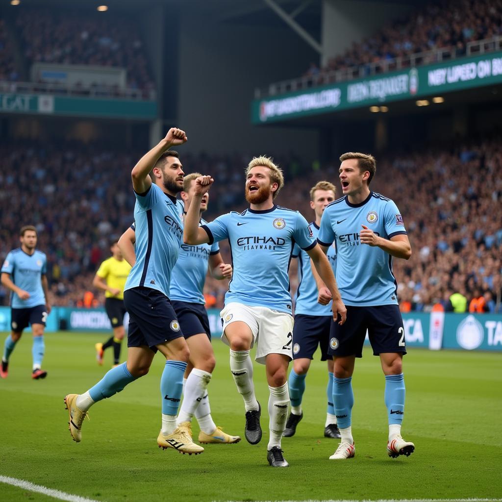 Haaland celebrates a goal for Manchester City