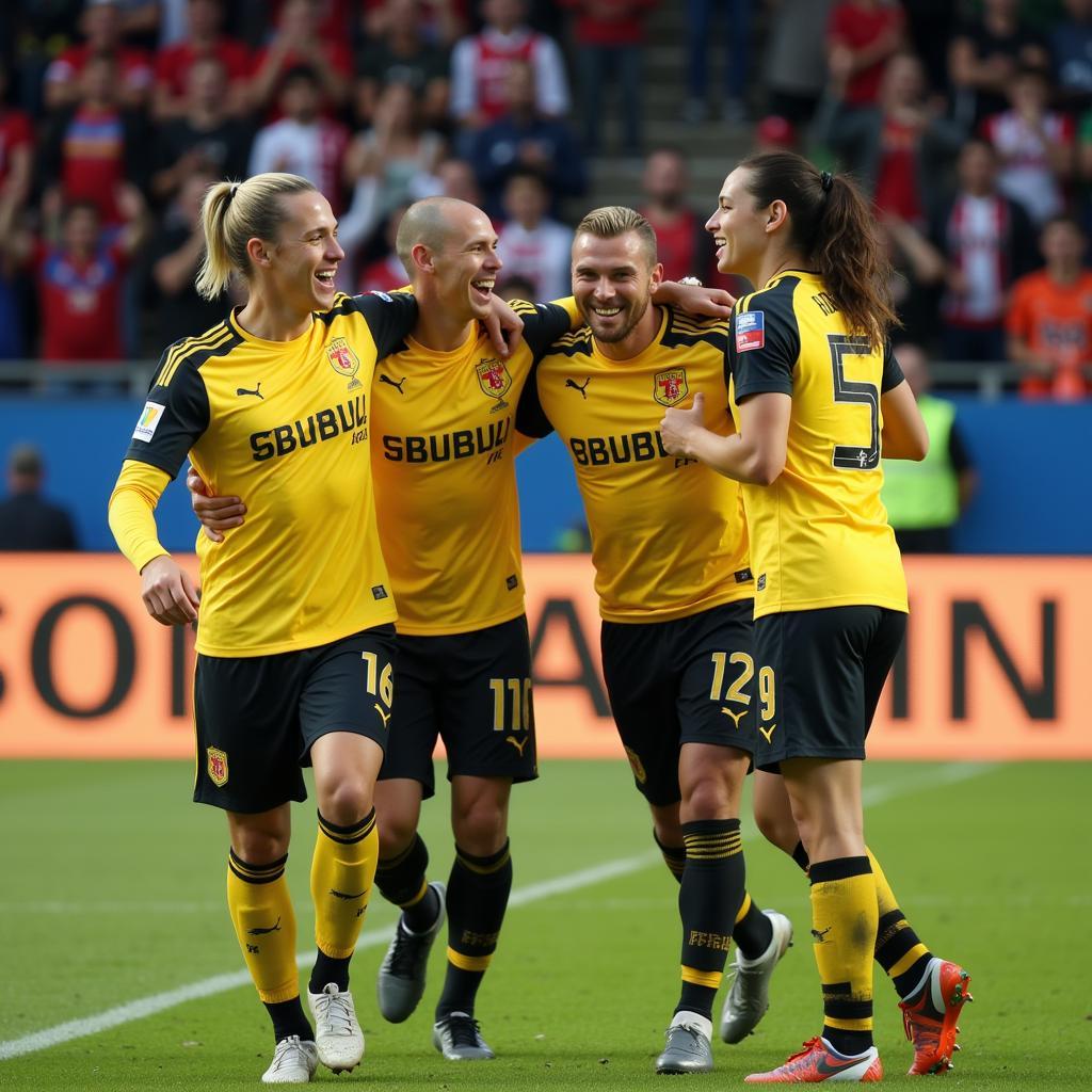 Haaland Celebrating a Goal with Teammates