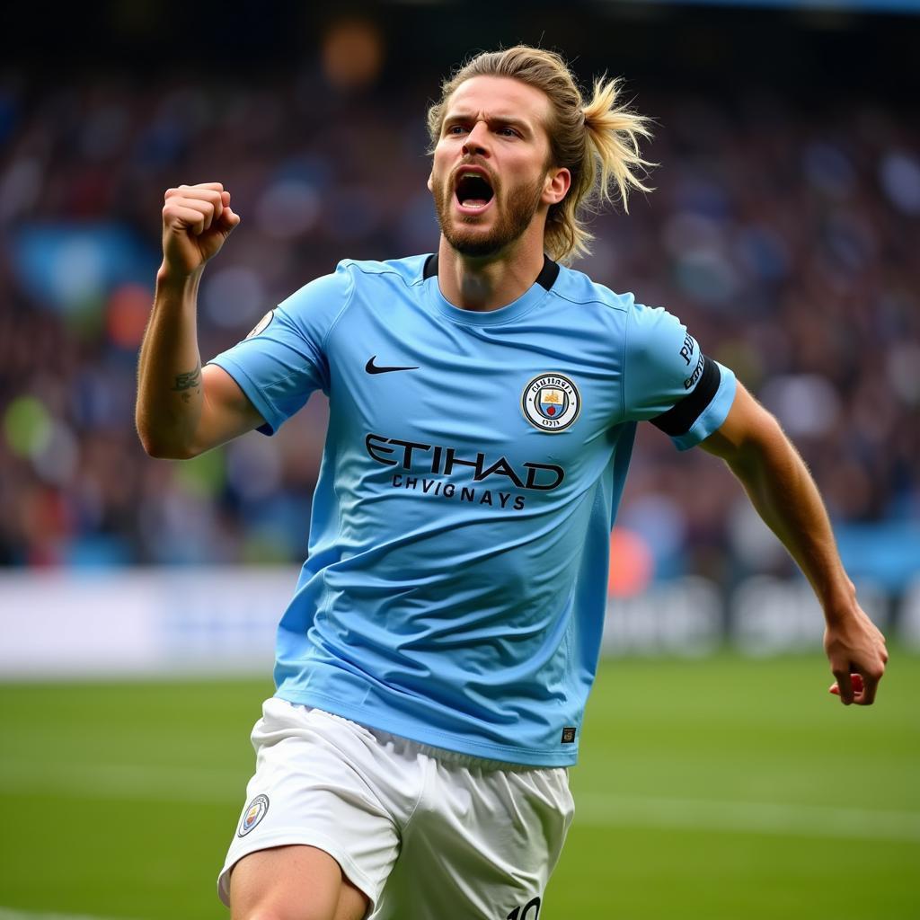 Erling Haaland Celebrating a Goal for Manchester City