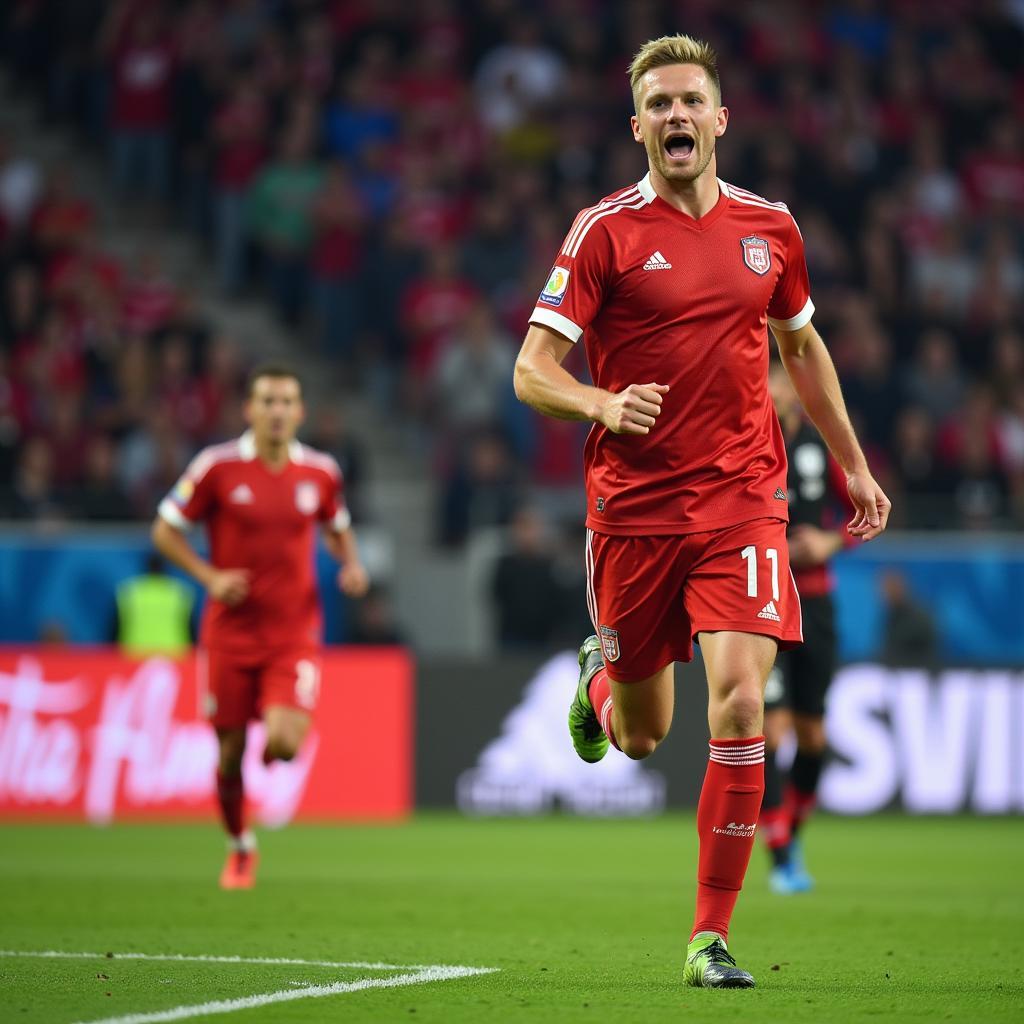 Erling Haaland celebrating a goal after using mouth tape technique