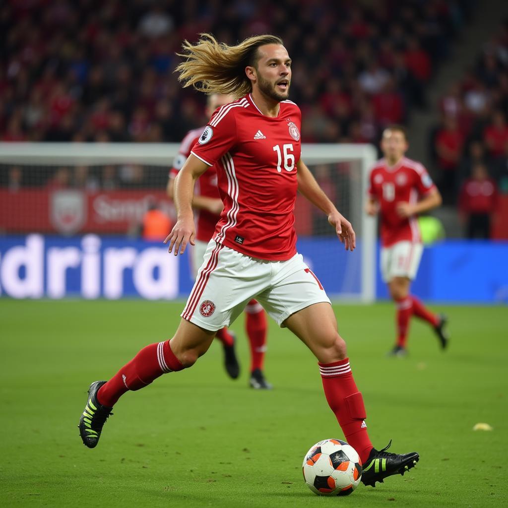 Erling Haaland celebrating a goal, highlighting the impact of his chuteira on his performance.