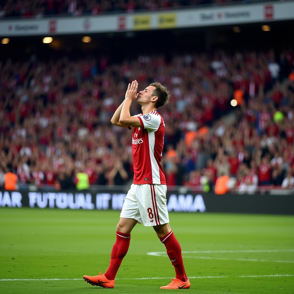 Haaland celebrates a goal with his signature meditation pose