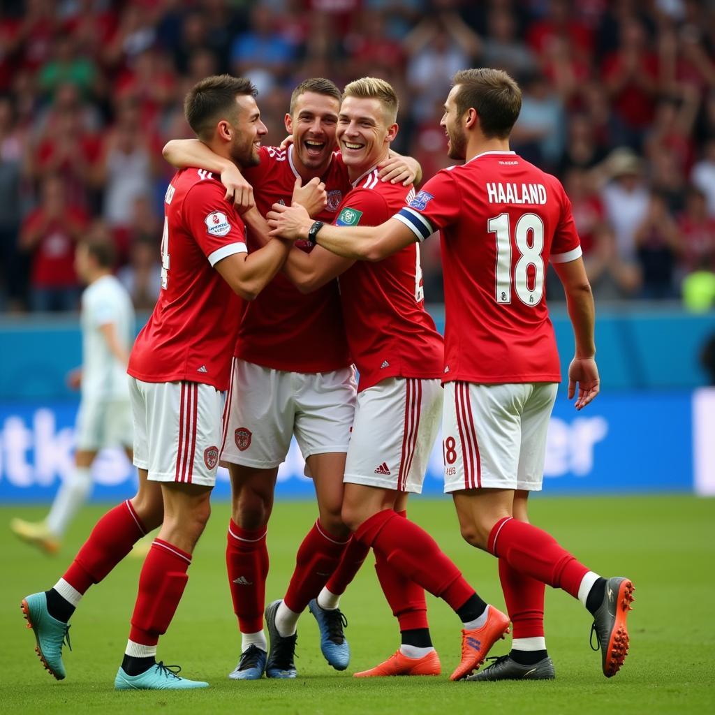 Erling Haaland Celebrating a Goal with Teammates