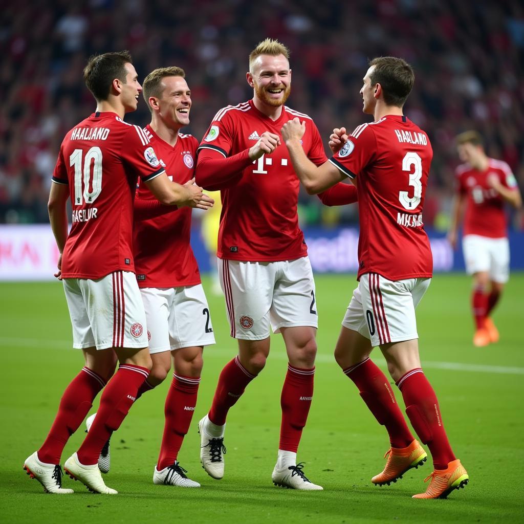 Haaland celebrating a goal against Bayern Munich