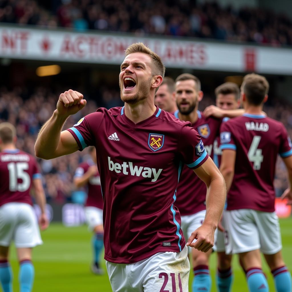 Erling Haaland celebrates after scoring a goal against West Ham United