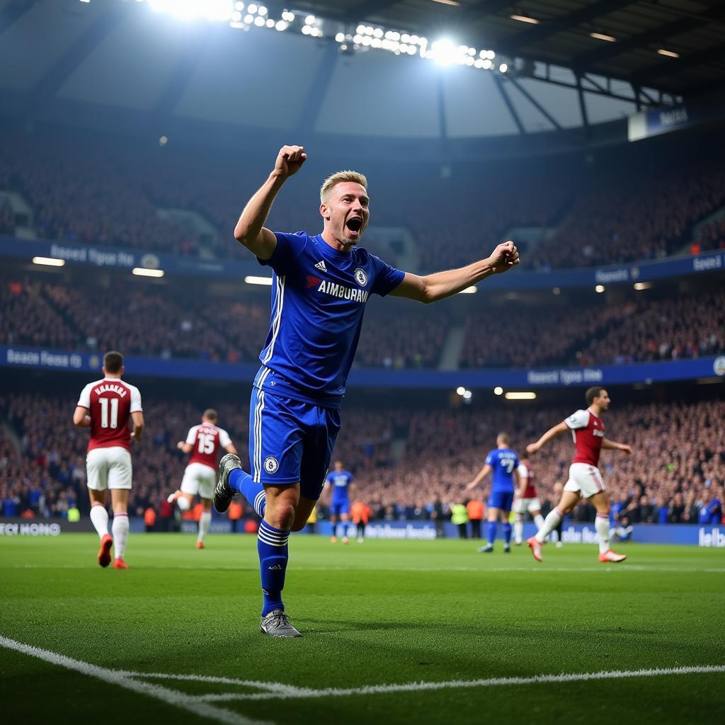 Erling Haaland Celebrating a Goal at Stamford Bridge