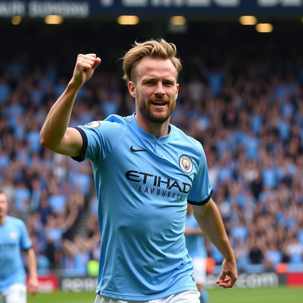 Erling Haaland Celebrating a Goal for Manchester City